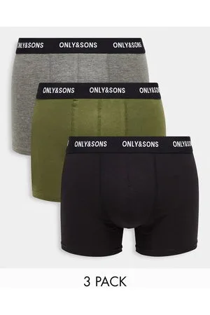 Only & Sons 3 pack trunks in multi with black waistband