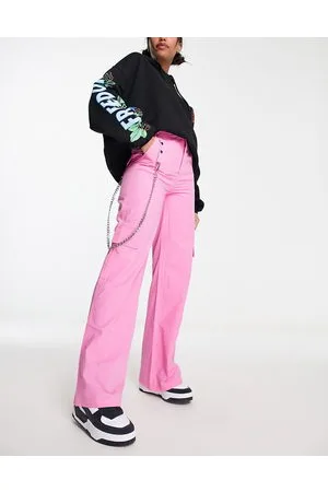Heartbreak Wide leg cargo trousers with detachable chain in