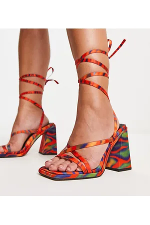 ASOS Dames Outdoor Sandalen - Wide Fit Nara strappy block heeled sandals in multi