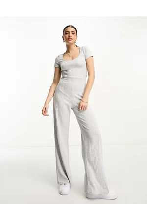 ASOS Dames Playsuits - Scoop neck rib jumpsuit with cut out back in grey
