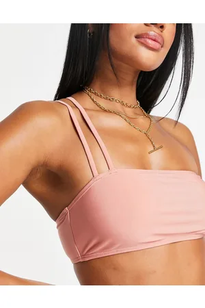 NA-KD One shoulder bandeau bikini top in rose