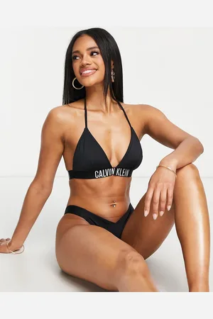 Calvin Klein Logo triangle bikini top in
