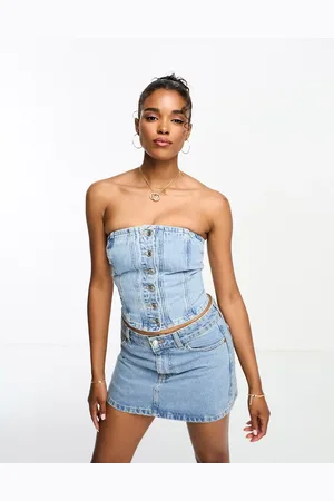Pull&Bear Bandeau denim corset co-ord in medium