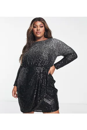 Forever New Embellished ombre wrap dress in charcoal