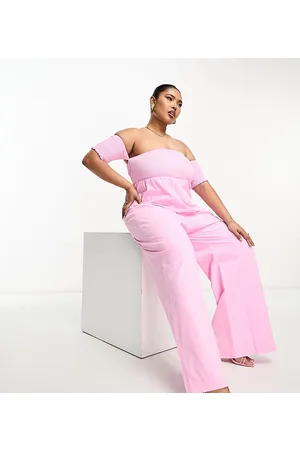 The Frolic Shirred off shoulder wide leg jumpsuit in