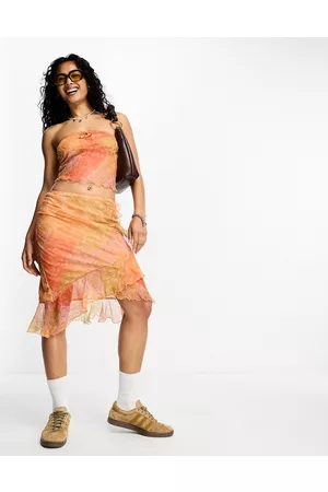 Reclaimed Ruffle midi skirt in paisley print co ord