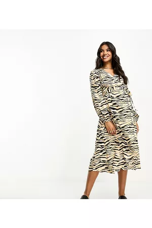 River Island Zebra print wrap midi dress in