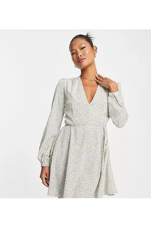 Glamorous V-neck mini swing dress in vintage mini floral
