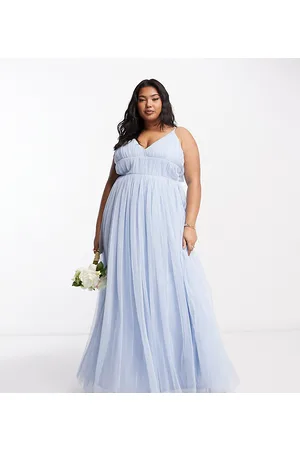 Beauut Plus Bridesmaid layered tulle maxi dress in light