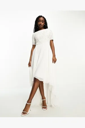 Beauut Bridal embellished 2 in 1 dress with high low hem in ivory