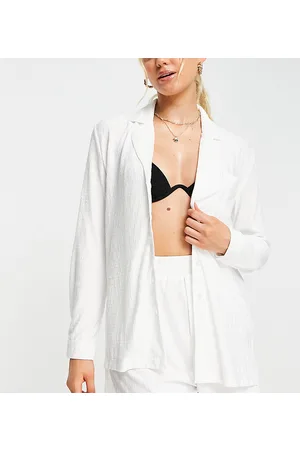 Catch Textured beach shirt co-ord in cream