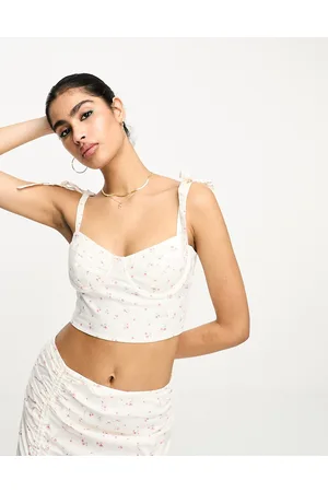 NA-KD Co-ord cup detail tie strap crop top in tulip print