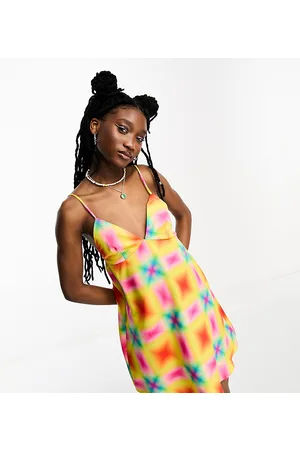 COLLUSION Mini printed satin summer slip dress in