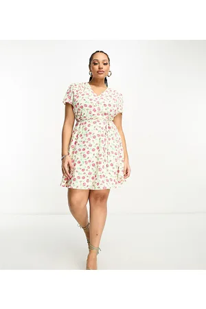 Glamorous V neck tie waist dress in rose bud floral