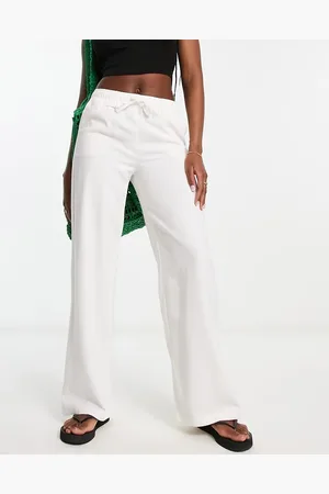 Stradivarius Linen look trouser with drawstring in
