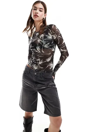 Monki Long sleeve mesh top in