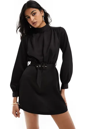 Closet High neck belted mini dress in