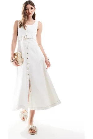 Forever New Denim belted midi dress in