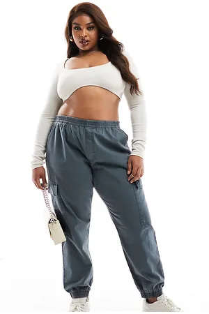 ASOS ASOS DESIGN Curve washed cargo trouser with cuff hem in petrol blue