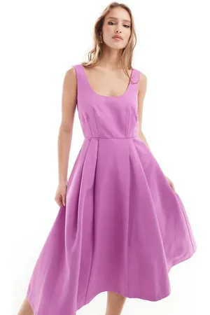 Closet Full skirt midi dress in violet