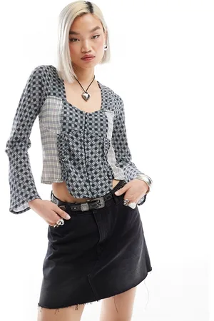 Reclaimed Long sleeve top in mixed checks