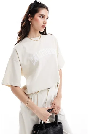 4th & Reckless California logo oversized t-shirt in cream