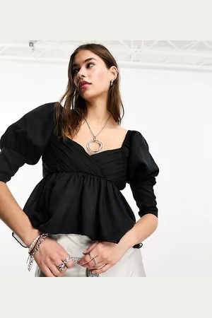 Reclaimed Blouse with puff sleeve and asymmetric hem