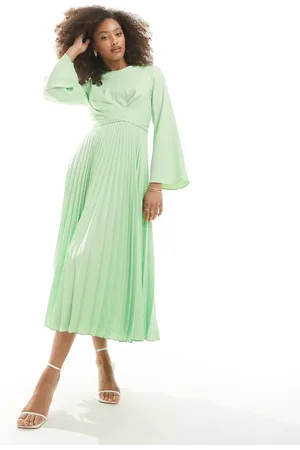 Closet Pleated midi dress in mint