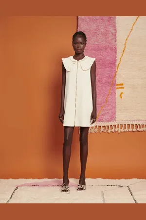 Ghospell Oversized collar mini dress in cream