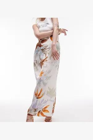 Topshop Super high waist maxi skirt in tropical floral print