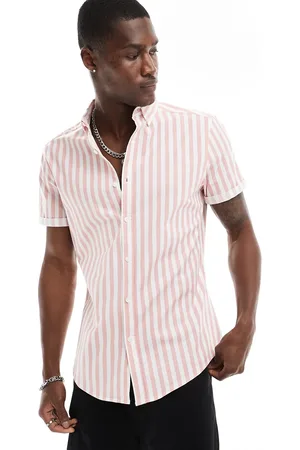ASOS Stretch slim oxford stripe shirt in