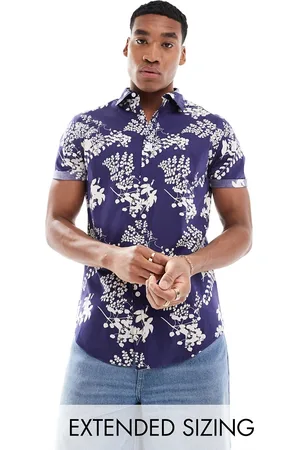 ASOS Stretch slim shirt in navy floral print