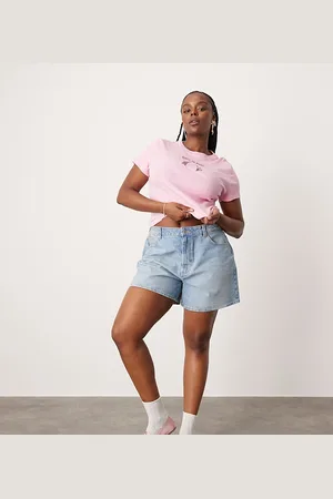 ASOS ASOS DESIGN Curve denim dad short in light wash
