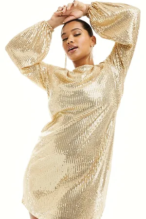 Jaded Rose Sequin shift mini dress in gold