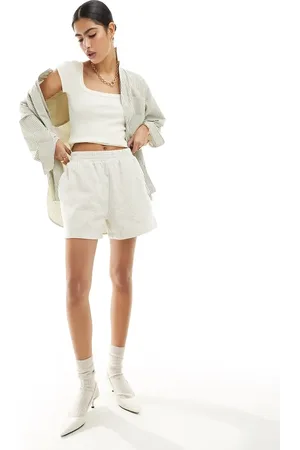 Miss Selfridge Neppy sweat short co-ord in cream