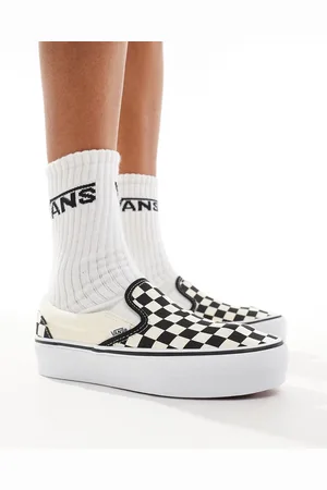 Vans Classic Slip-On Platform checkerboard trainers in black and