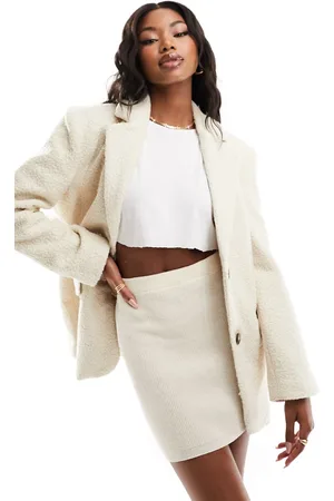NA-KD Borg blazer in beige