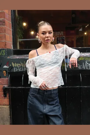 Labelrail X Daisy Birchall rosebud detail lace long sleeve top in