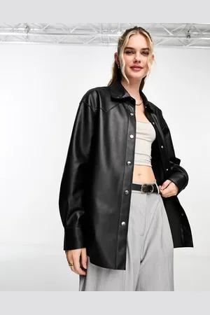 Pull&Bear Faux leather overshirt in