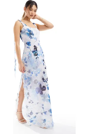 NA-KD Frill hem maxi dress in print