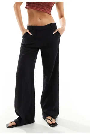 Weekday Emmie low waisted linen mix trousers in