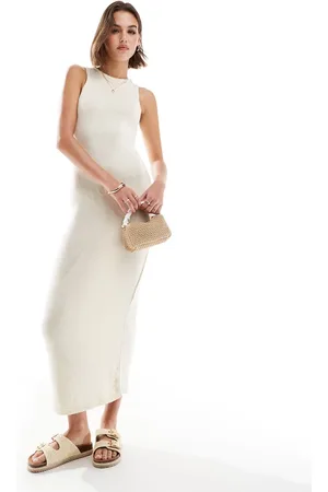 MANGO Sleeveless knitted midi dress in