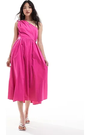 Closet One shoulder cut out cotton midaxi dress in