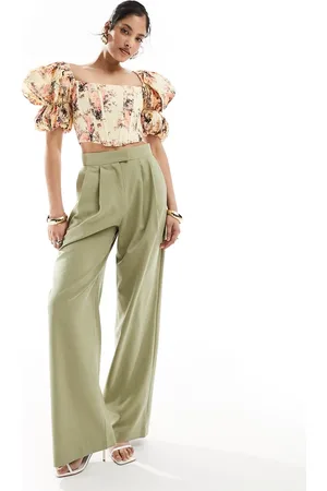 & OTHER STORIES & buster top with corset detail and puff sleeves in ditsy print