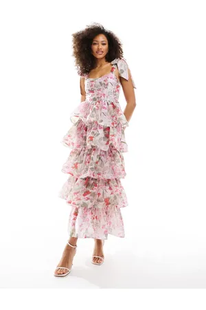 & OTHER STORIES & corset front tiered maxi dress in floral print