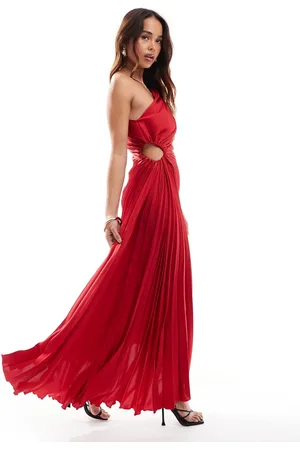 MANGO One shoulder cut out midi dress in