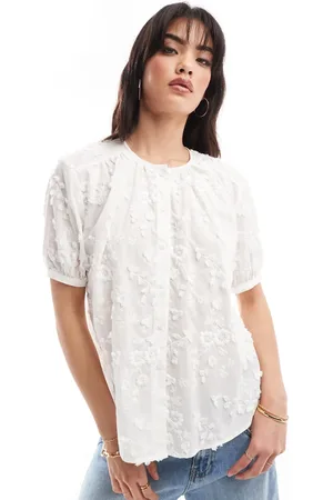& OTHER STORIES & floral embroidered short sleeve blouse in
