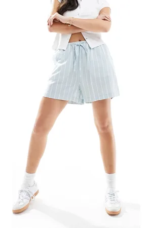 ASOS Pull on short with linen in blue stripe