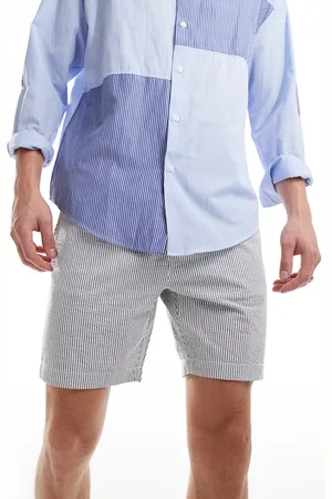 Threadbare Seersucker stripe shorts in & blue