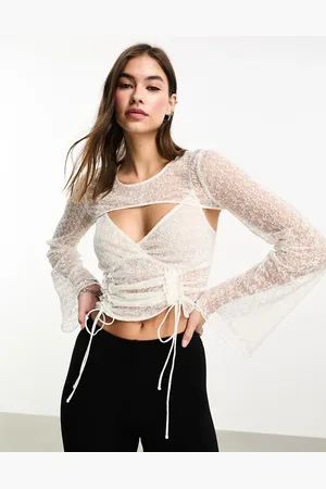 Reclaimed Embroidered cami top with sheer overlay
